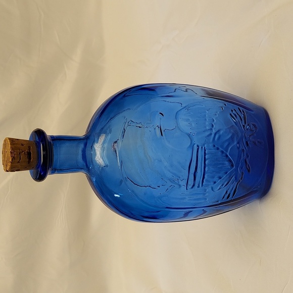 Wheaton Other - Vintage Wheaton Glass Flask Bottle Lady Liberty & Eagle Cobalt Blue